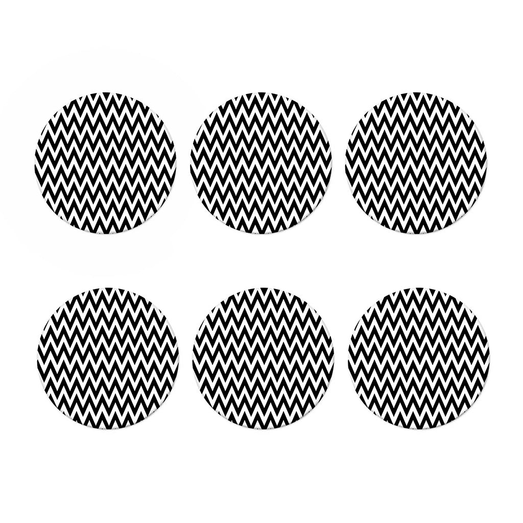 Black And White Zigzag Pattern Print Coaster Set