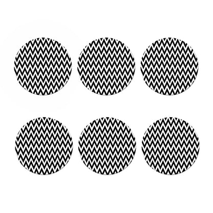 Black And White Zigzag Pattern Print Coaster Set