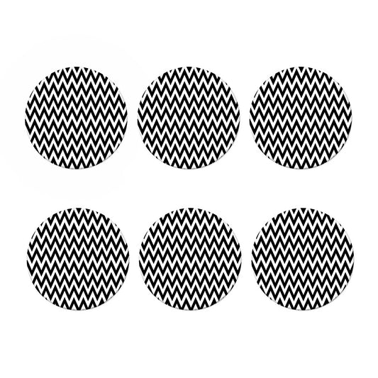 Black And White Zigzag Pattern Print Coaster Set