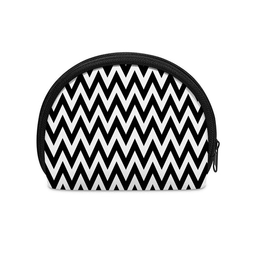 Black And White Zigzag Pattern Print Coin Purse