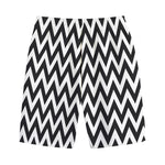 Black And White Zigzag Pattern Print Cotton Shorts