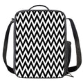 Black And White Zigzag Pattern Print Crossbody Lunch Bag