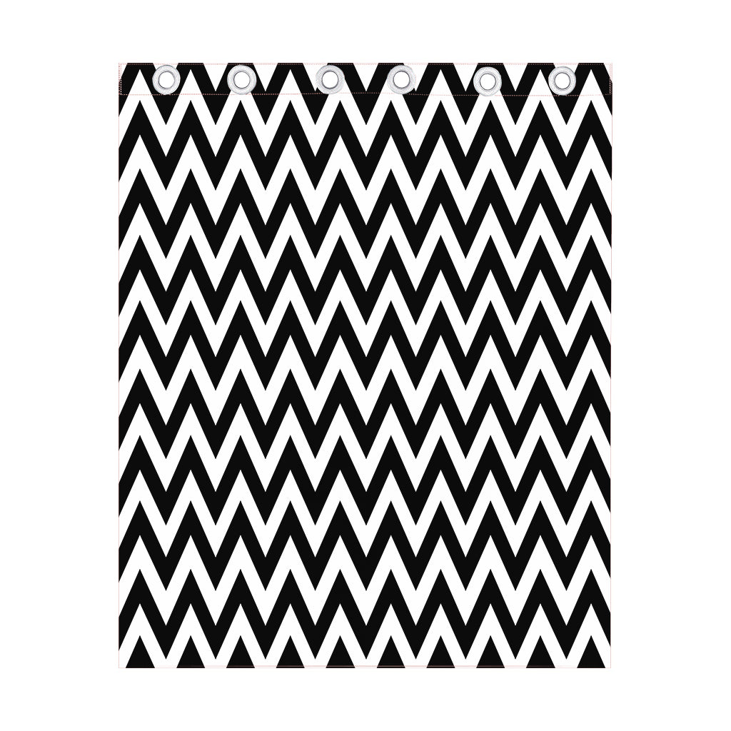 Black And White Zigzag Pattern Print Curtain