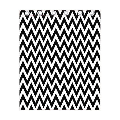 Black And White Zigzag Pattern Print Curtain