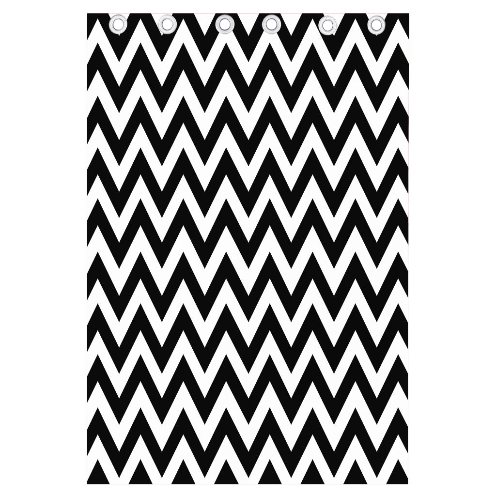 Black And White Zigzag Pattern Print Curtain