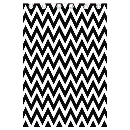 Black And White Zigzag Pattern Print Curtain