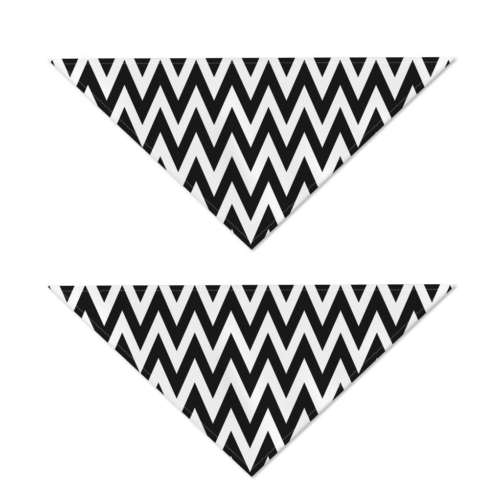 Black And White Zigzag Pattern Print Dog Bandana