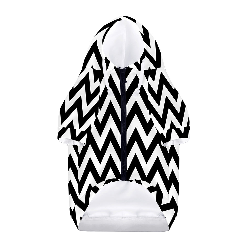Black And White Zigzag Pattern Print Dog Zip Up Hoodie