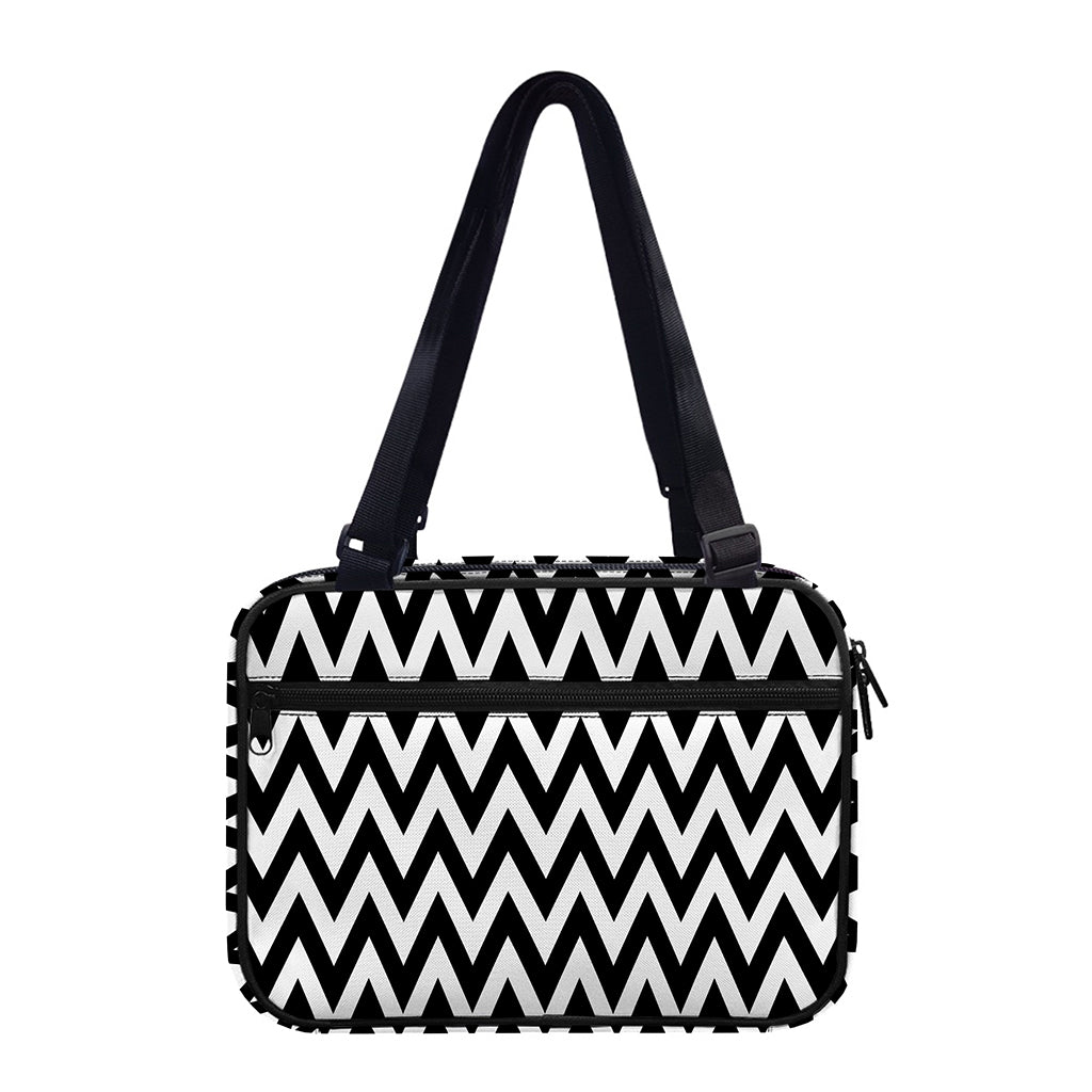 Black And White Zigzag Pattern Print Double Strap Bible Bag
