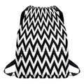 Black And White Zigzag Pattern Print Drawstring Backpack