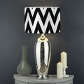 Black And White Zigzag Pattern Print Drum Lamp Shade