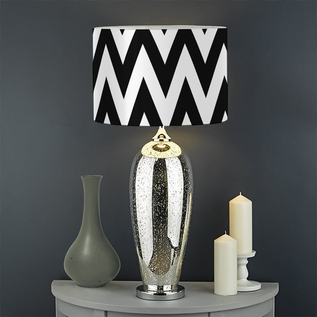 Black And White Zigzag Pattern Print Drum Lamp Shade