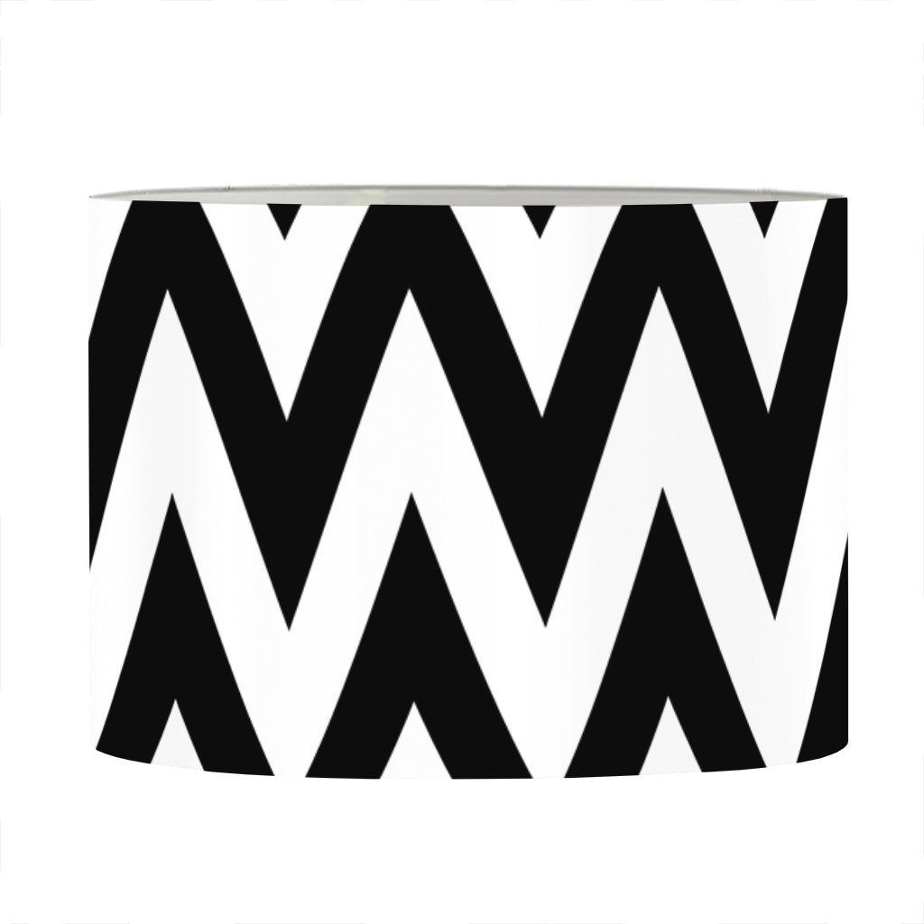 Black And White Zigzag Pattern Print Drum Lamp Shade