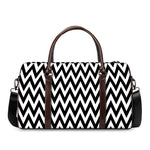 Black And White Zigzag Pattern Print Duffle Bag