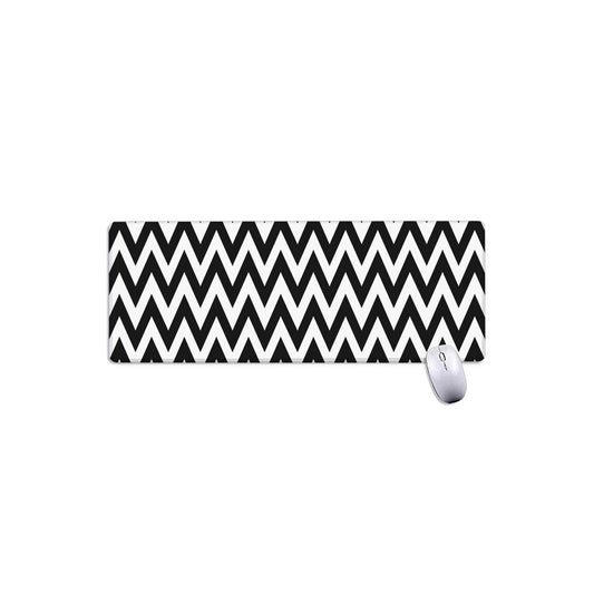 Black And White Zigzag Pattern Print Extended Mouse Pad