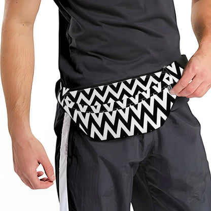 Black And White Zigzag Pattern Print Fanny Pack