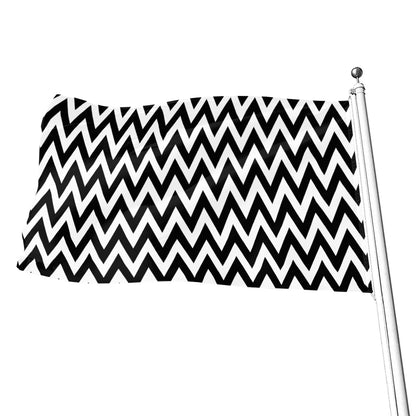 Black And White Zigzag Pattern Print Flag