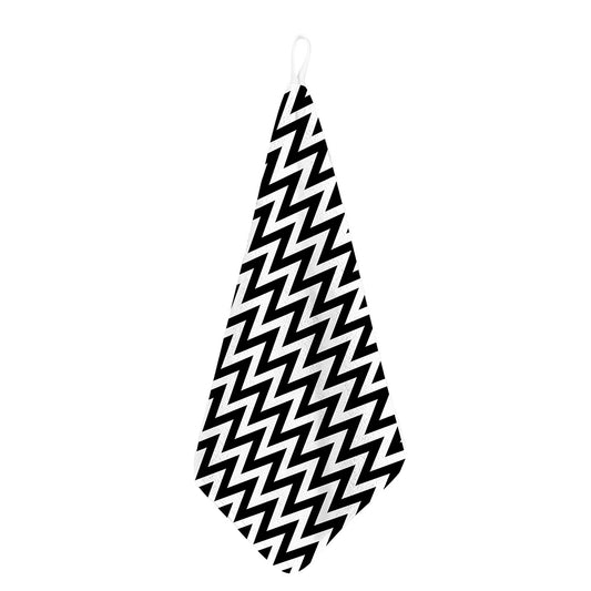 Black And White Zigzag Pattern Print Hand Towel