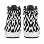 Black And White Zigzag Pattern Print High Top Leather Sneakers