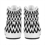Black And White Zigzag Pattern Print High Top Leather Sneakers