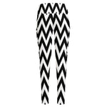 Black And White Zigzag Pattern Print High-Waisted Pocket Leggings