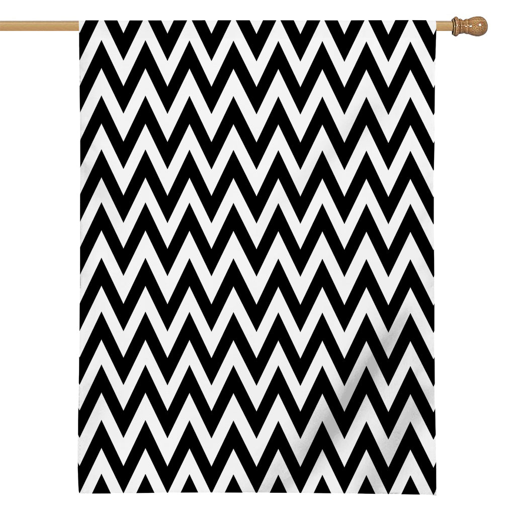 Black And White Zigzag Pattern Print House Flag