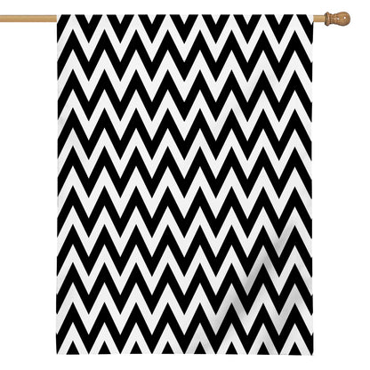 Black And White Zigzag Pattern Print House Flag