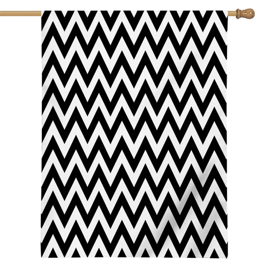 Black And White Zigzag Pattern Print House Flag