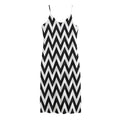 Black And White Zigzag Pattern Print Jersey Midi Cami Dress