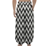 Black And White Zigzag Pattern Print Lantern Pants