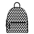Black And White Zigzag Pattern Print Leather Backpack