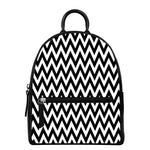 Black And White Zigzag Pattern Print Leather Backpack