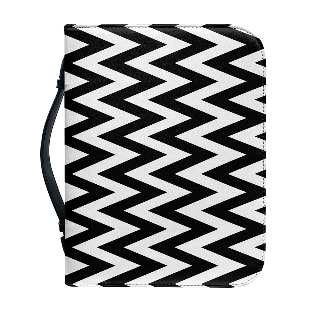Black And White Zigzag Pattern Print Leather Bible Cover