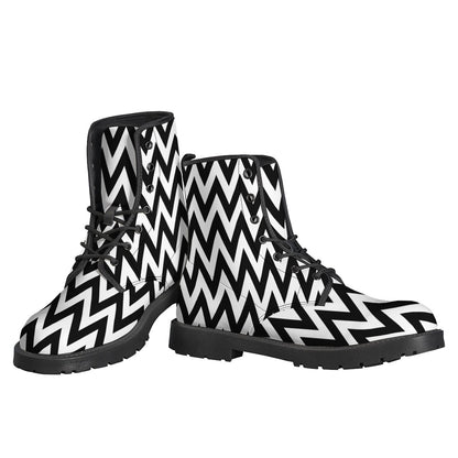 Black And White Zigzag Pattern Print Backpack