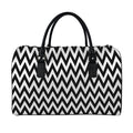 Black And White Zigzag Pattern Print Leather Duffel Bag