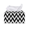Black And White Zigzag Pattern Print Leather Tissue Box Cover