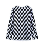 Black And White Zigzag Pattern Print Long Sleeve Short Coat