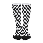 Black And White Zigzag Pattern Print Long Socks
