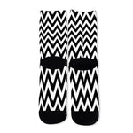 Black And White Zigzag Pattern Print Long Socks