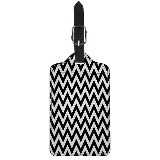 Black And White Zigzag Pattern Print Luggage Tag