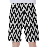 Black And White Zigzag Pattern Print Men's Beach Shorts