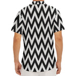 Black And White Zigzag Pattern Print Men's Deep V-Neck Shirt