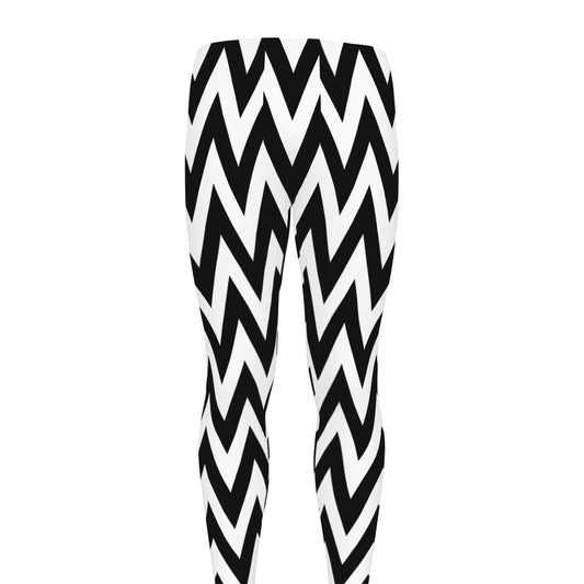 Black And White Zigzag Pattern Print Men's leggings