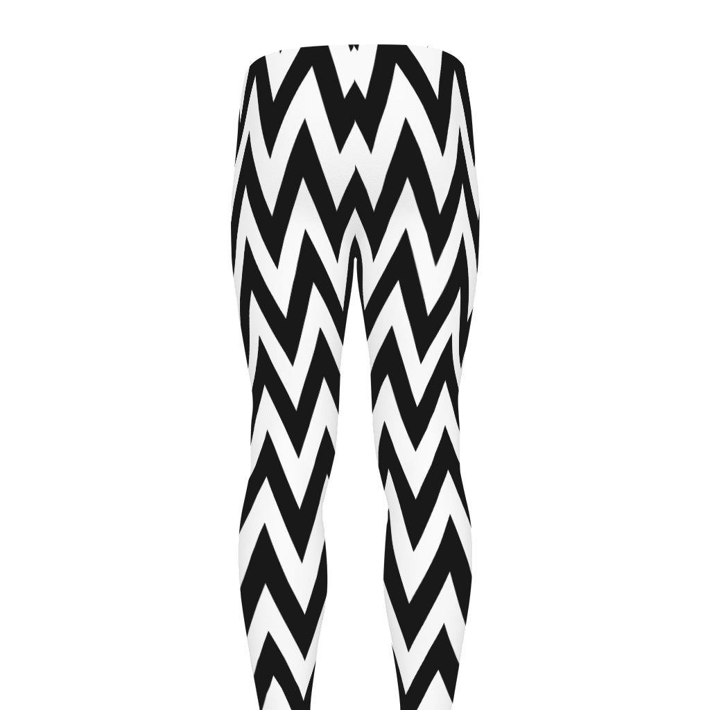 Black And White Zigzag Pattern Print Men's leggings