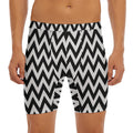 Black And White Zigzag Pattern Print Men's Long Boxer Briefs