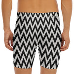 Black And White Zigzag Pattern Print Men's Long Boxer Briefs