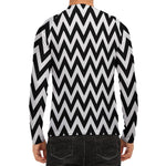 Black And White Zigzag Pattern Print Men's Long Sleeve Rash Guard