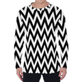Black And White Zigzag Pattern Print Men's Long Sleeve T-Shirt