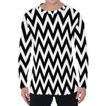 Black And White Zigzag Pattern Print Men's Long Sleeve T-Shirt