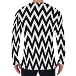 Black And White Zigzag Pattern Print Men's Long Sleeve T-Shirt